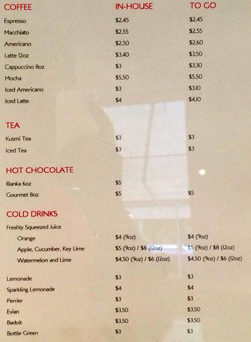 Nadège menu