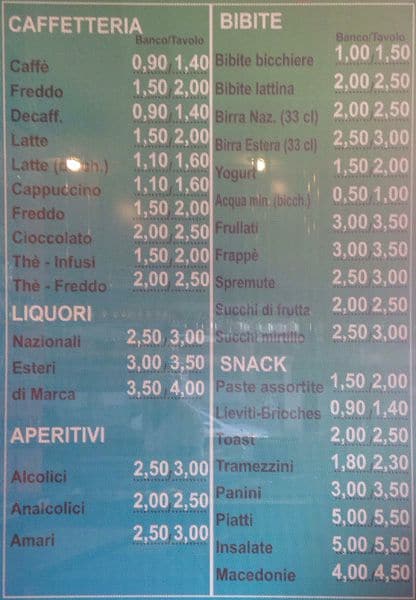 Menu di Casina Parioli 