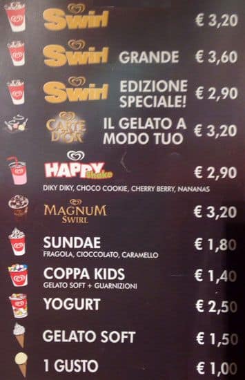 Menu di Algida Store 