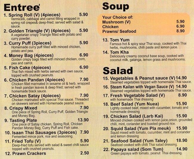 Numtong Thai Restaurant Menu, Menu for Numtong Thai Restaurant