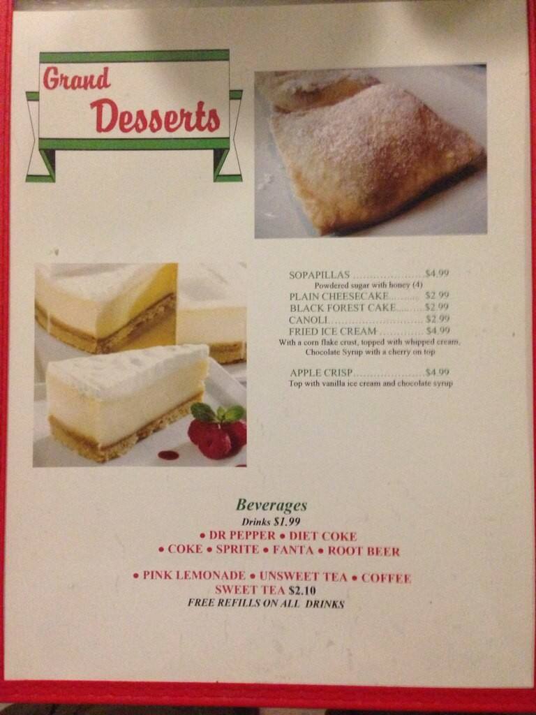 Menu at Tomato's restaurant, Waxahachie