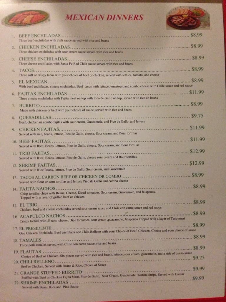 Menu at Tomato's restaurant, Waxahachie