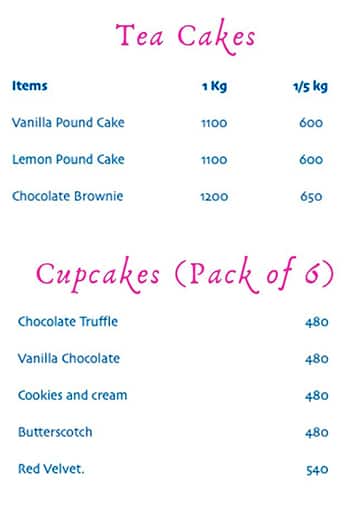 All Things Sweet menu