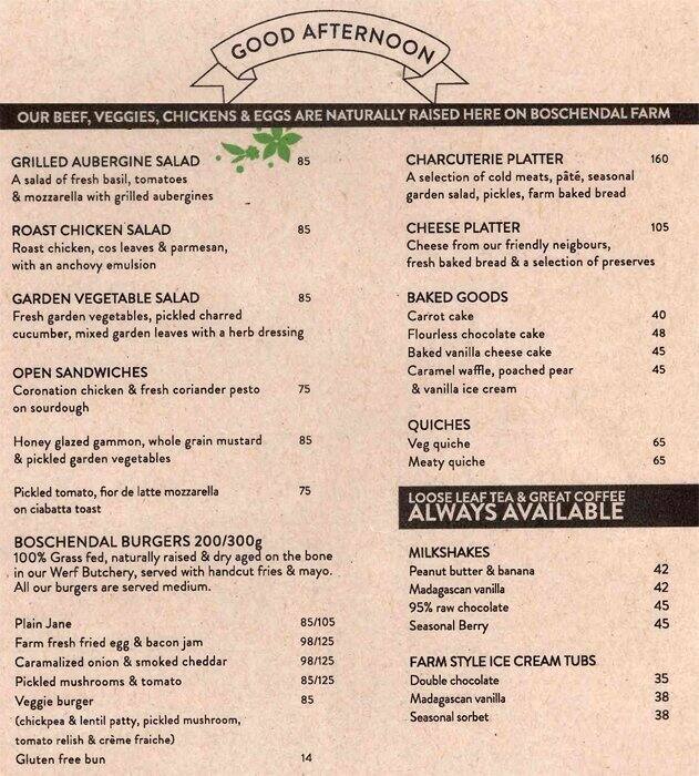 The & Deli Menu, Menu for The & Deli, Franschhoek