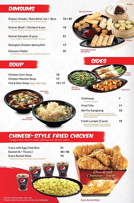 Chowking menu deals