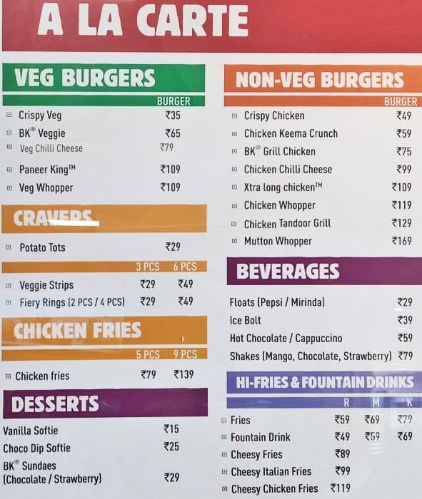 Burger King Menu, Menu for Burger King, Malviya Nagar, Jaipur Zomato