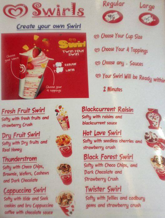 Menu at Kwality Walls Swirl, Chandigarh