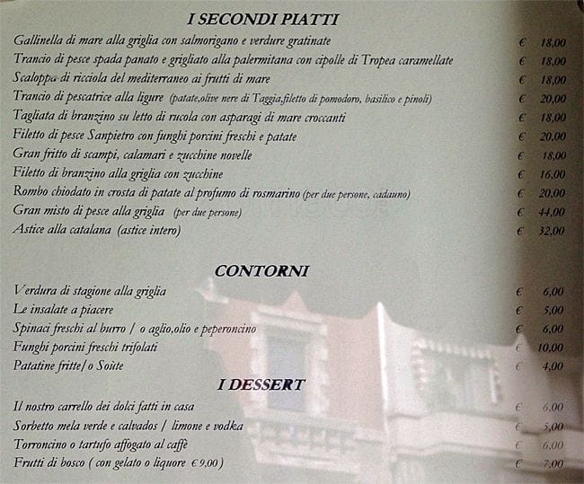 Menu di Belluccio's 