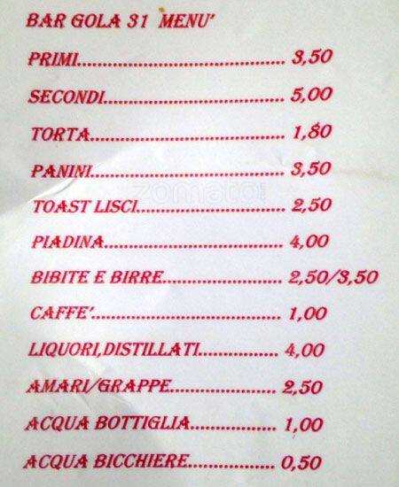 Menu di Gola 31 