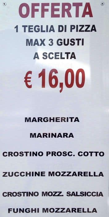 Menu di Pizzeria La Piazzetta Garbatella 