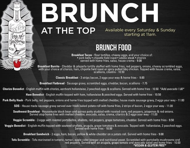 Menu at Top of pub & bar,