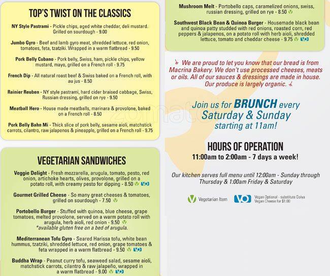 Menu at Top of pub & bar,