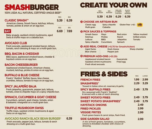 Smashburger Menu, Menu for Smashburger, Emeryville, Emeryville ...