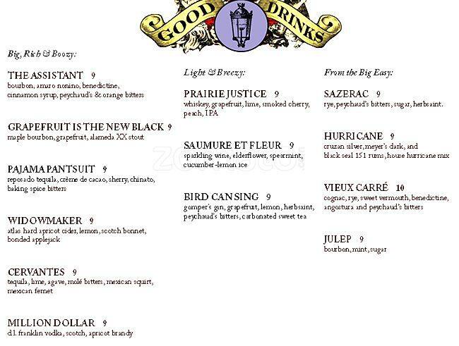 Acadia menu