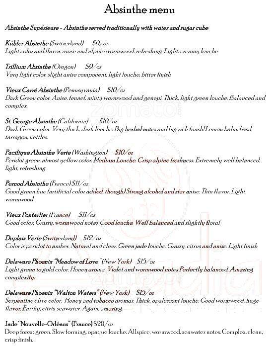 Acadia menu