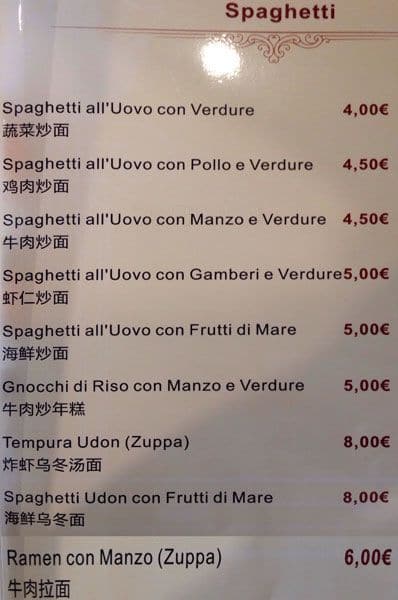 Menu di Ristorante Unico Cinese Giapponese Sudamericano 