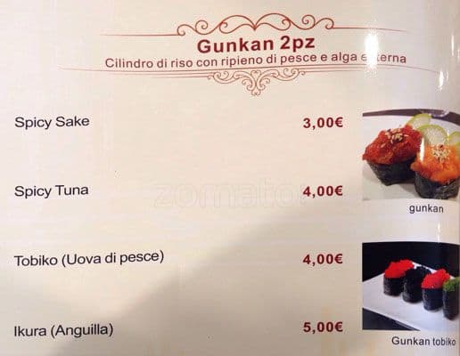 Menu di Ristorante Unico Cinese Giapponese Sudamericano 