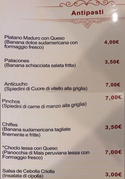 Menu di Ristorante Unico Cinese Giapponese Sudamericano 