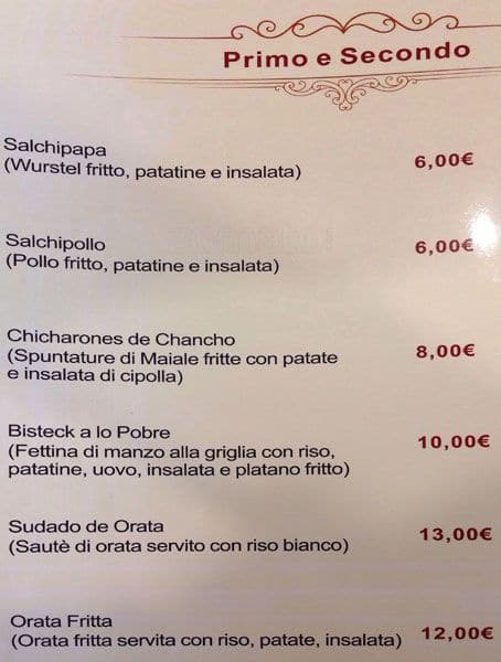 Menu di Ristorante Unico Cinese Giapponese Sudamericano 