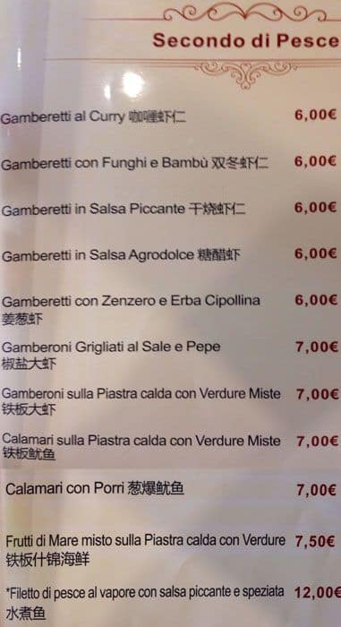 Menu di Ristorante Unico Cinese Giapponese Sudamericano 