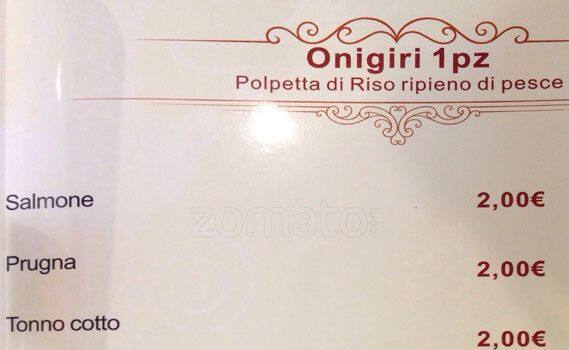 Menu di Ristorante Unico Cinese Giapponese Sudamericano 