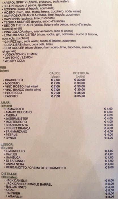 Menu di Bagalà 