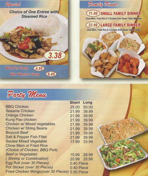 Frannie Express menu