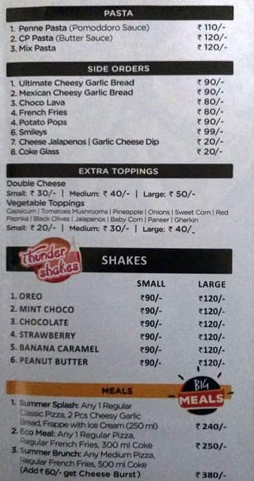 Canadian pizza deals menu