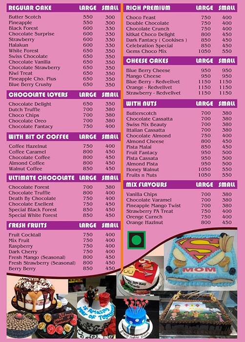 Menu of 2π Cakes, Goregaon East, Mumbai