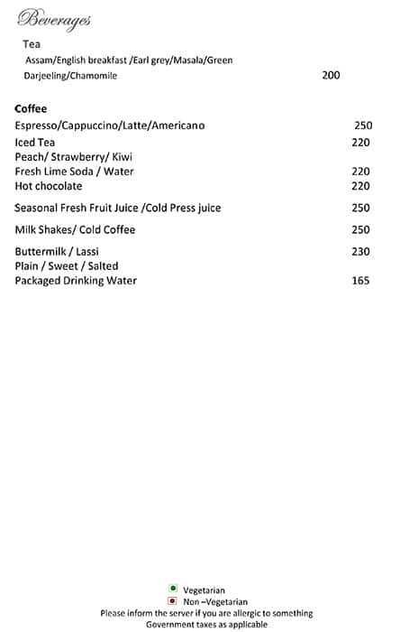 The Society menu