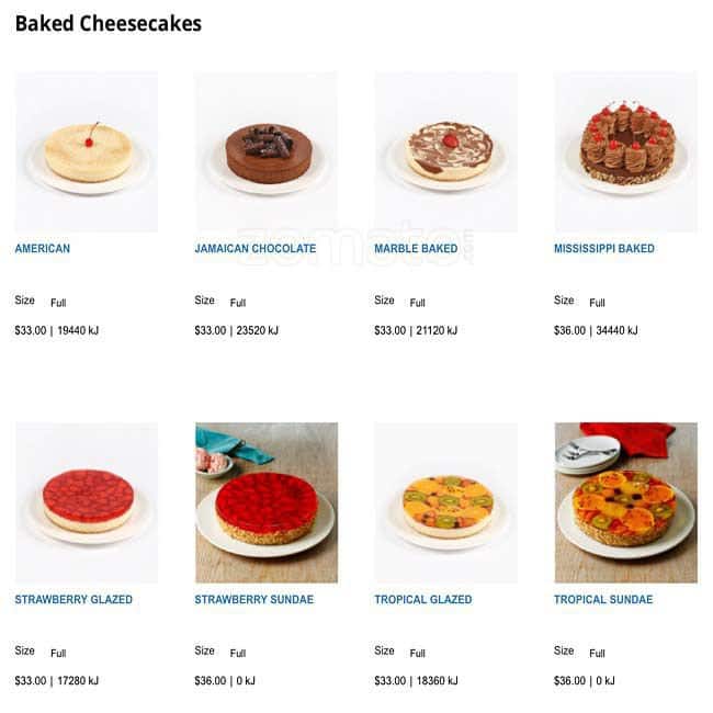 The Cheesecake Shop Menu, Menu for The Cheesecake Shop, New Lynn