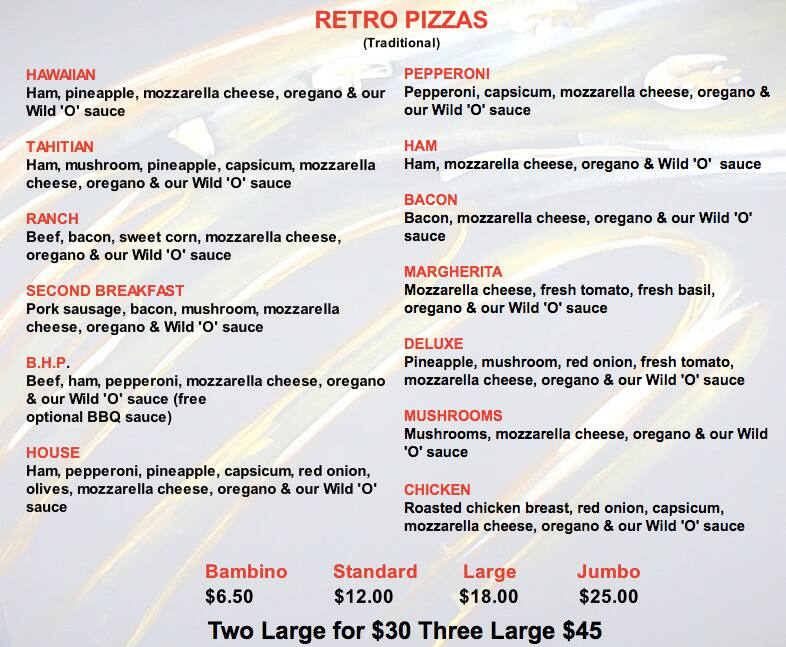 The Wild Olive Menu, Menu for The Wild Olive, Waiuku, Auckland