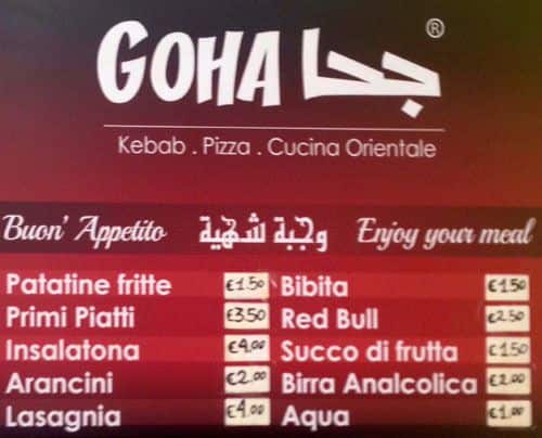 Menu di Goha 
