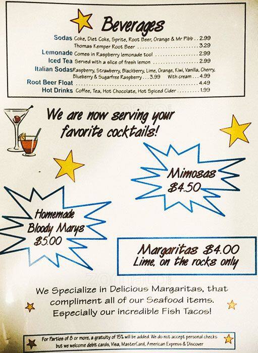 Menu at Wally's Chowder House Broiler restaurant, Des Moines