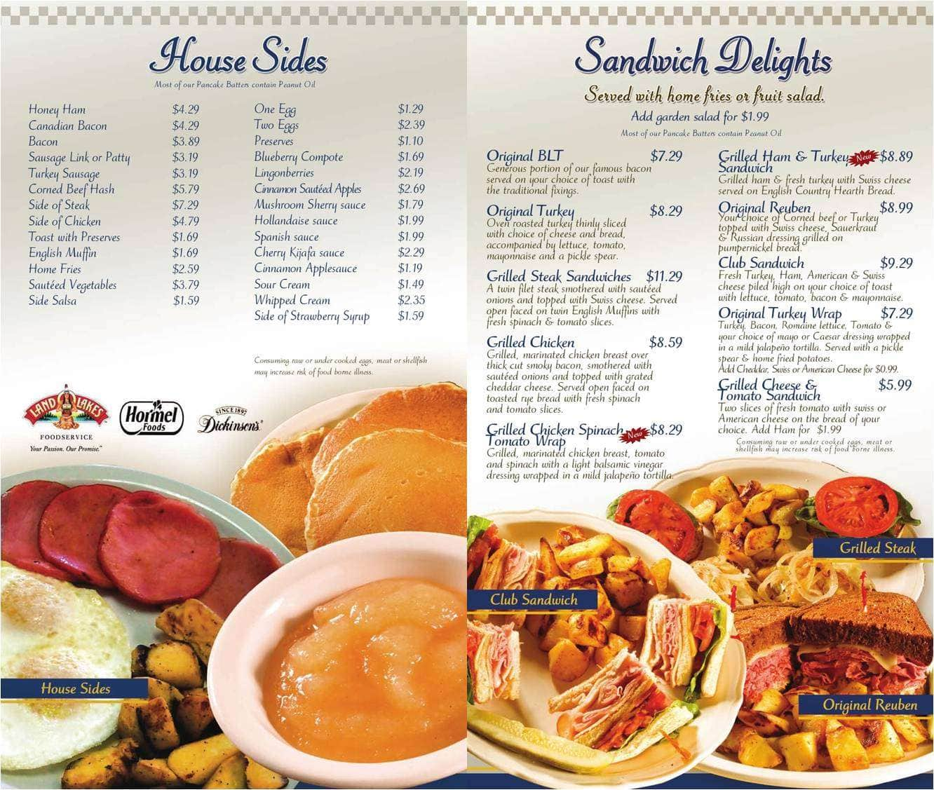 Menu at Original Pancake House restaurant, Palm Beach Gardens