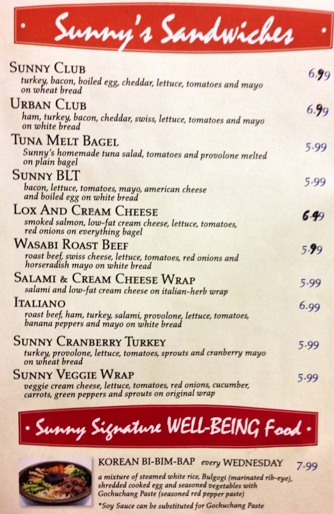 Sunny Deli Menu, Menu for Sunny Deli, Downtown, Cincinnati Urbanspoon