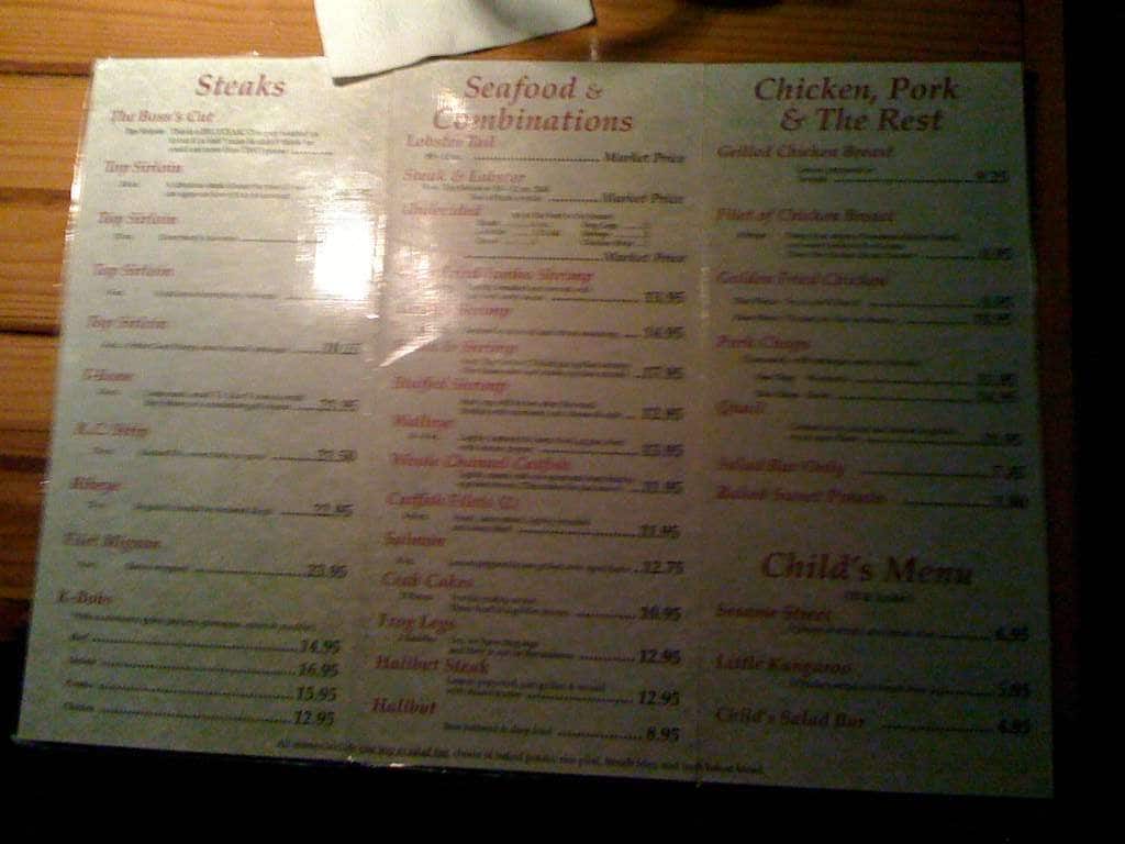 Steak Inn Menu, Menu for Steak Inn, Shell Knob, Branson Urbanspoon/Zomato