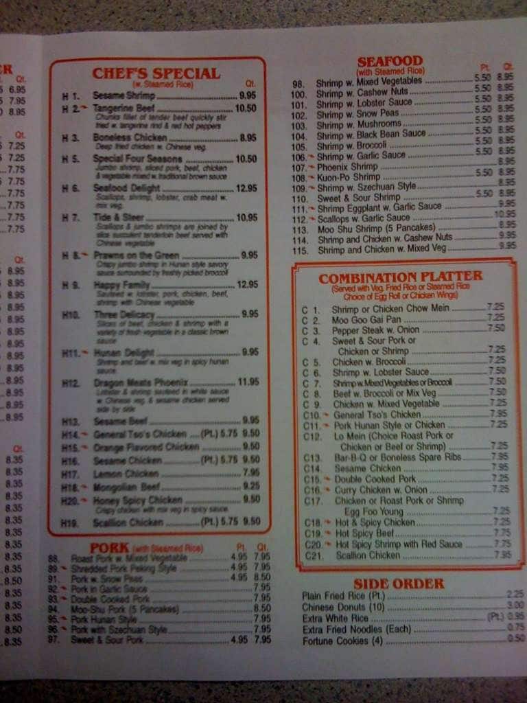 Menu at Lee's Chinese Restaurant, Clemmons