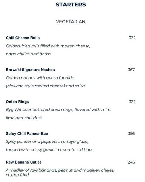 Byg Brewski Brewing Company menu