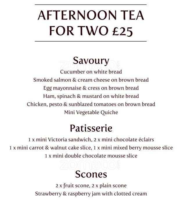 Patisserie Valerie Afternoon Tea Menu