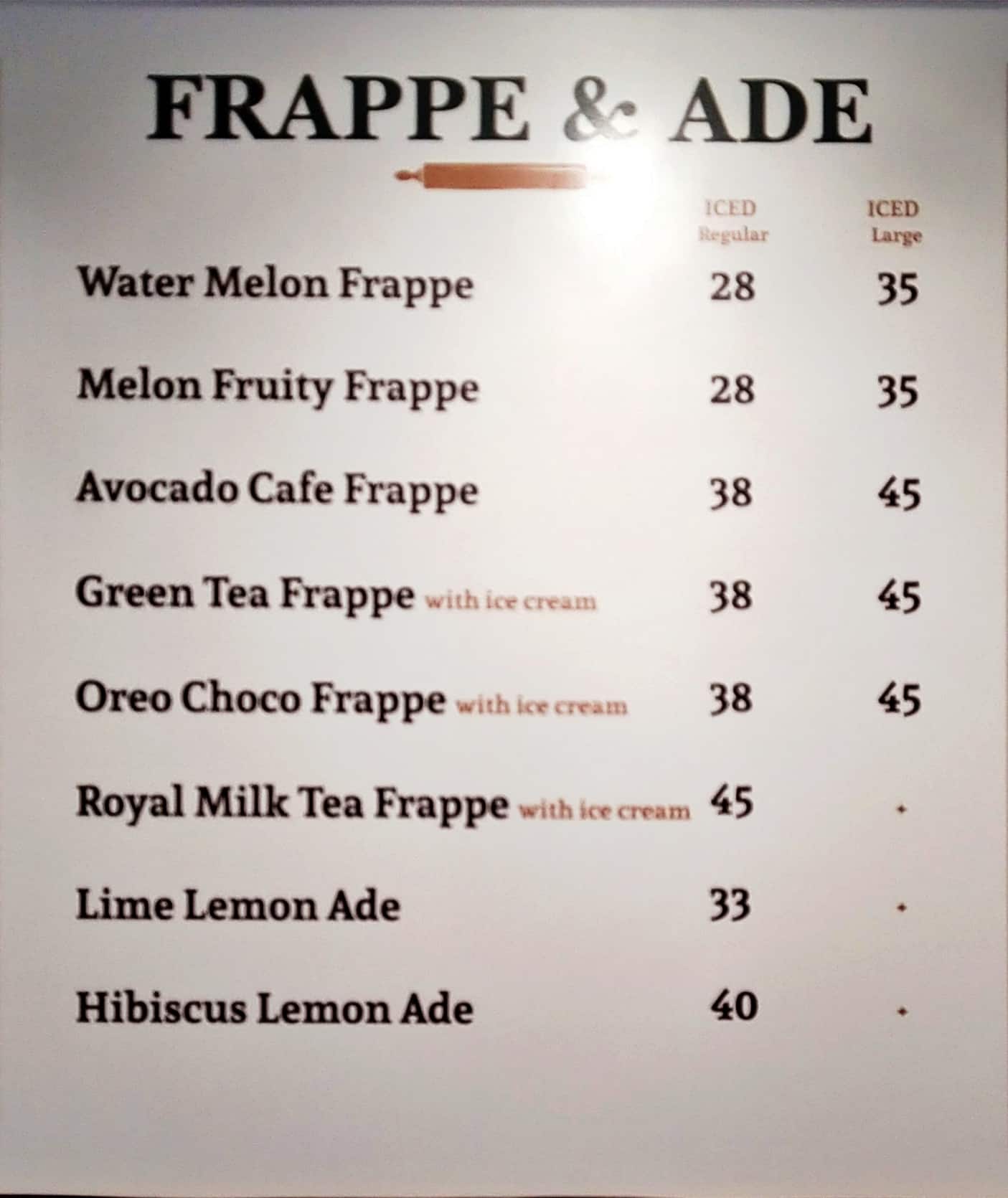 Menu at Tous Les Jours cafe, Jakarta, Central Park