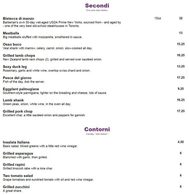 Menu at 7Numbers restaurant, Toronto, 307 Danforth Ave