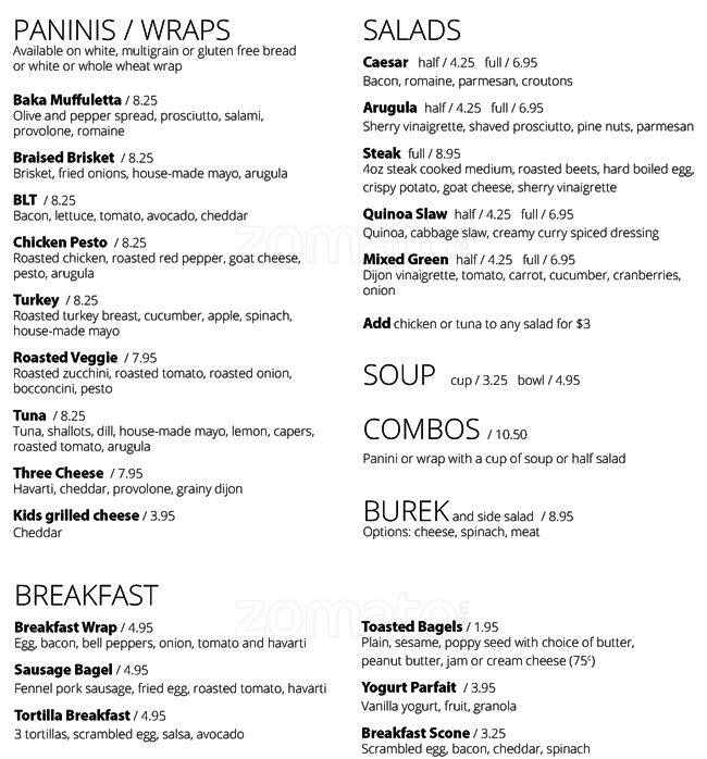 Baka Gallery Menu, Menu for Baka Gallery, Bloor West Village, Toronto