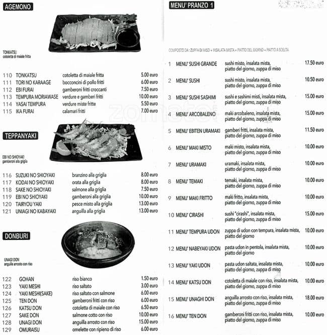 Menu di Izakaya 
