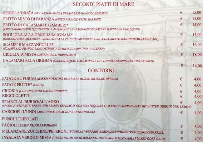 Menu di Santa Croce Caffè 
