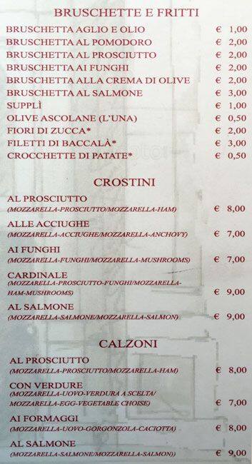 Menu di Santa Croce Caffè 