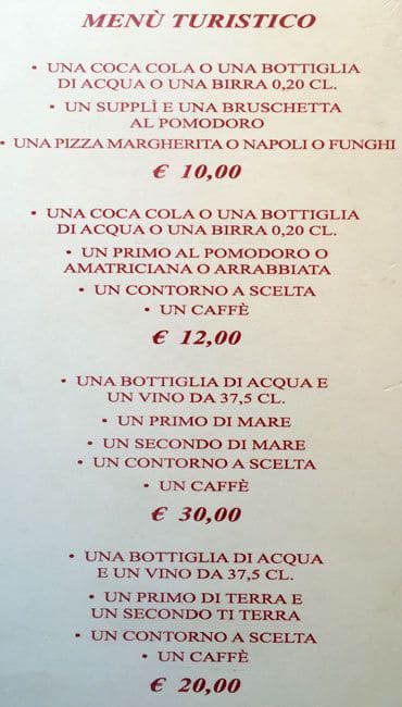 Menu di Santa Croce Caffè 