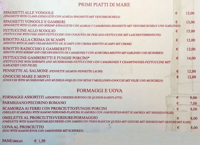 Menu di Santa Croce Caffè 