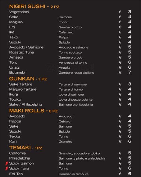 Junsei Kaiten Sushi Menu Menu For Junsei Kaiten Sushi Testaccio Roma