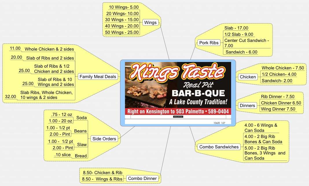 Menu at King's Taste Barbecue, Eustis